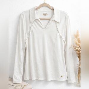 Lilly Pulitzer UPF 50+ Luxletic White Martina Long Sleeve Polo Sz XL